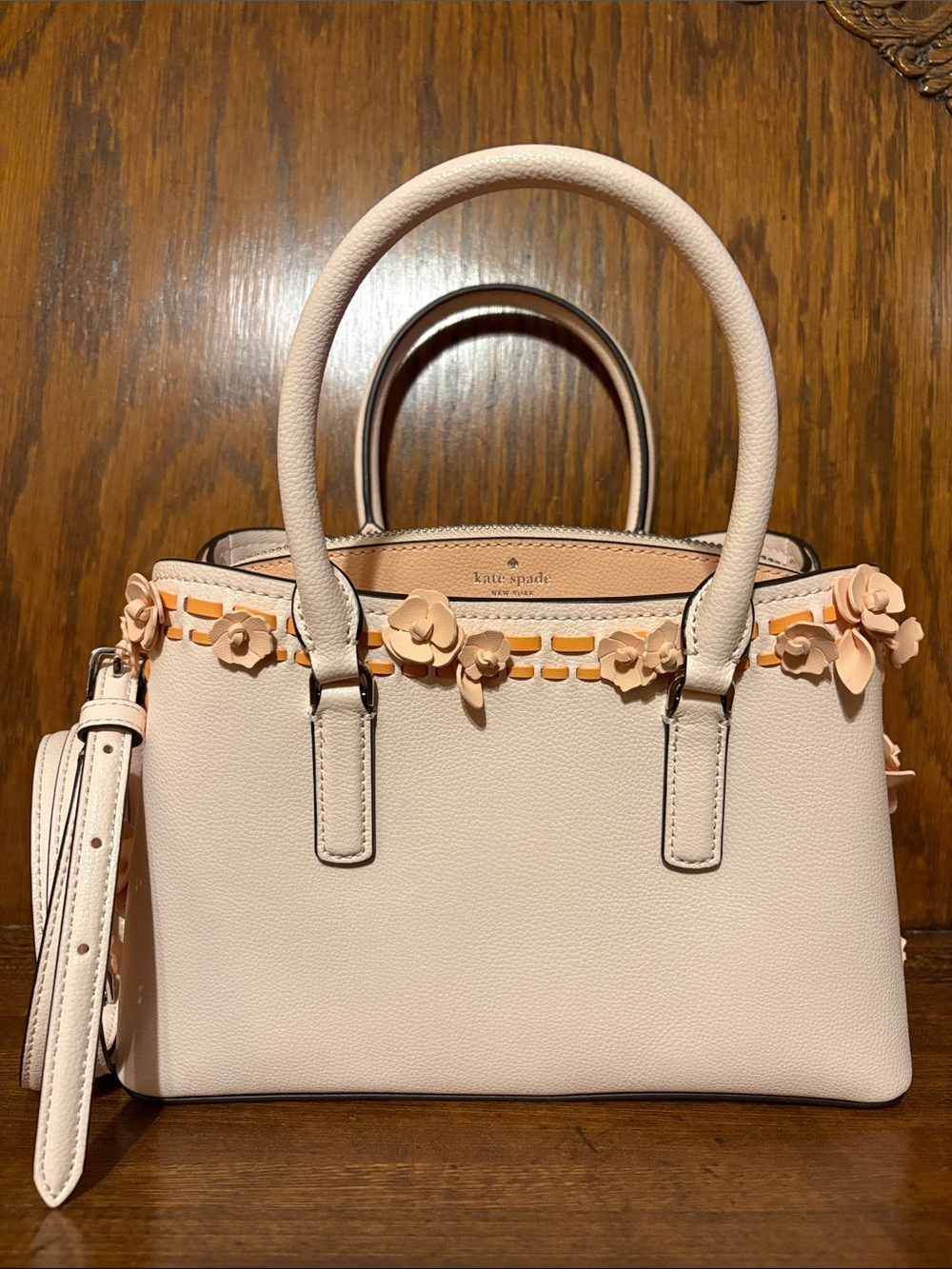 NWT-Kate Spade-Thompson Street-Floral Small Satchel-Fresh Peach-$419